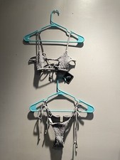 Zaful Cut-Out Grey Smocked Textured Bikini   Size 4