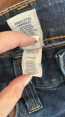 True Religion Jeans Womens 27 Blue Denim Pink Pockets Dark Wash