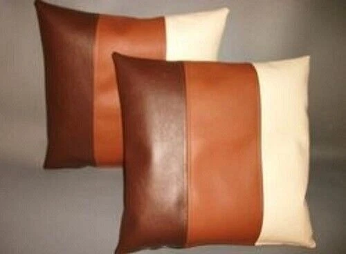 NOORA Pure leather cushion cover Multi Color, Throw Housewarming Pillow Cover