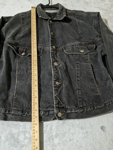VTG Code Bleu Trucker Jacket Men L Gray Denim Dark Wash Faded Relaxed Biker READ - Picture 5 of 11