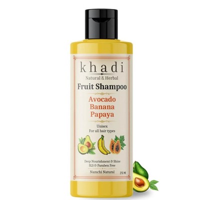 Khadi Avocado Banana Papaya Shampoo 210ml Herbal Hair Cleanser Nourish Hydrate