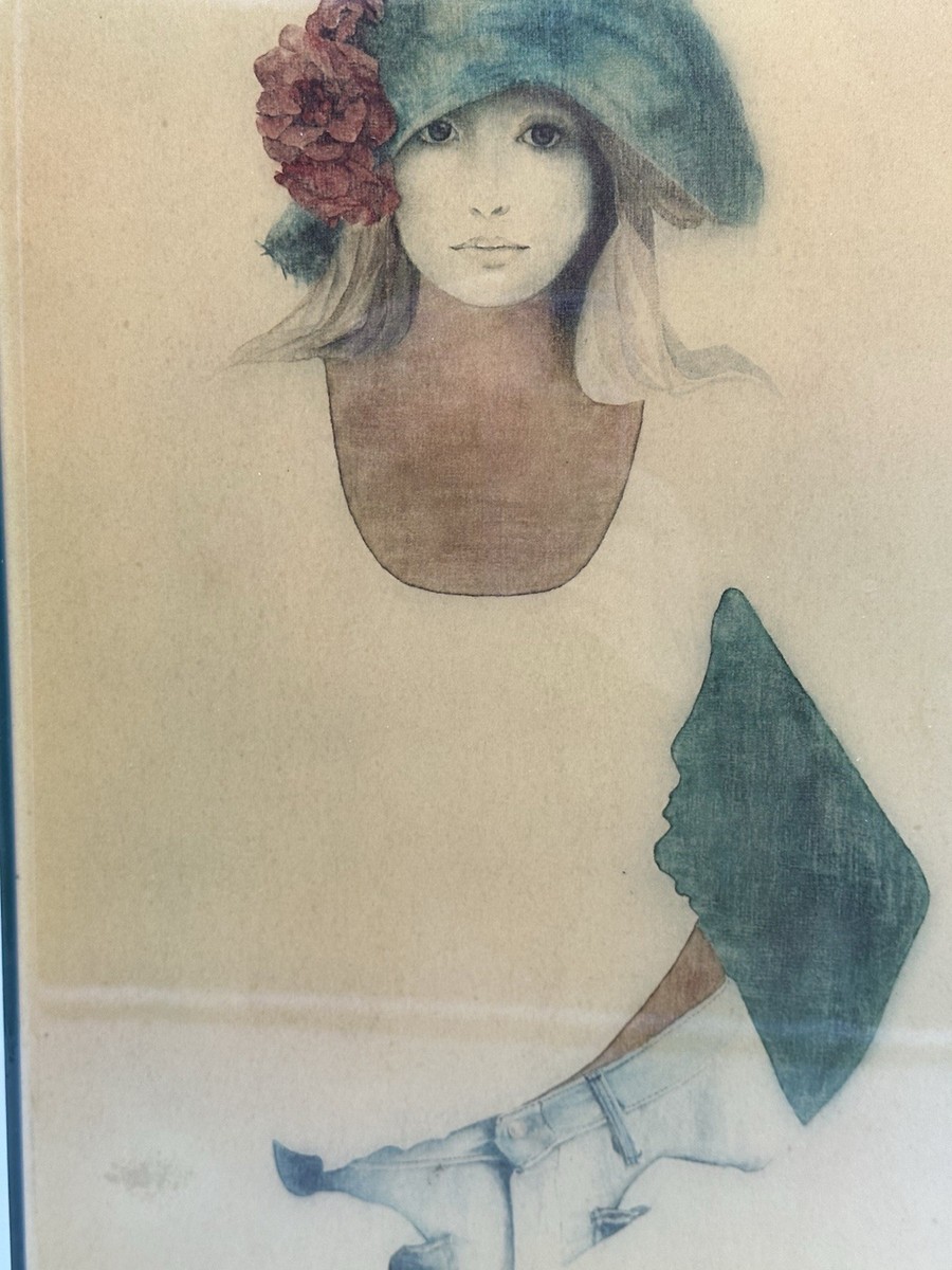 Vintage Christine Rosamond “Denim & Silk” Litho Wall Art 12”x16