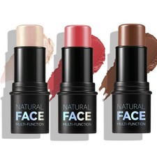3 Pcs Face Contour Sticks Set, Shades with Highlighter  Blush Sculpted Compl...