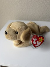 Ty Beanie Baby FETCH the Golden Retriever Dog w tag errors  protector 1997/1998