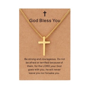 Authentic Cross Pendant Necklace Birthday 20 Inch, Rolo Chain-18K Gold-Plated（Card)