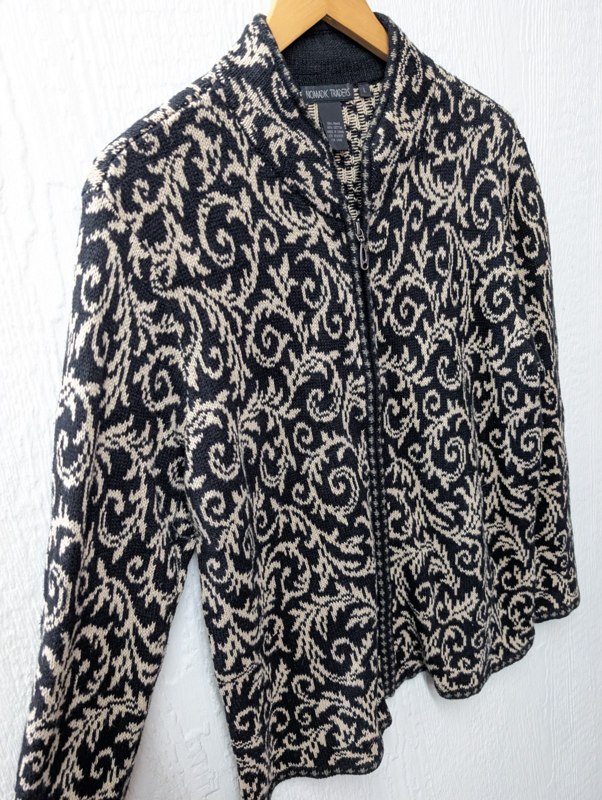 Nomadic Traders Black Tan Pattern Full Zip Cardig… - image 2