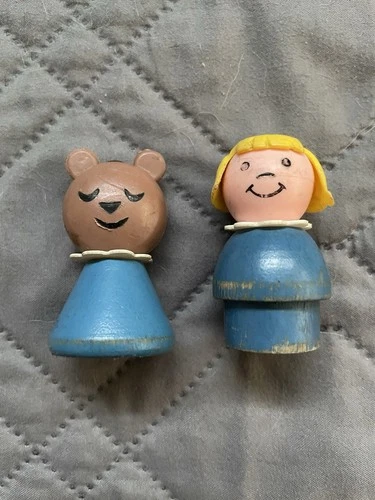 vintage fisher price little people 2 Figures ,  Goldie Locks And Blue Bear