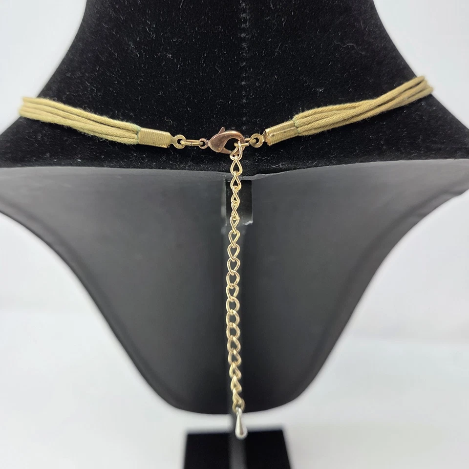 Grueso Latón Alta Calidad Tono Oro y Color Ámbar Cristal Collar 18-21" Foto 3 de 4