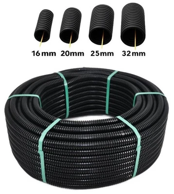 MEGAASTORE Flexibles Leerrohr Wellrohr Schwarz Mit Zugdraht 320N M16 M20 M25 M32 UV