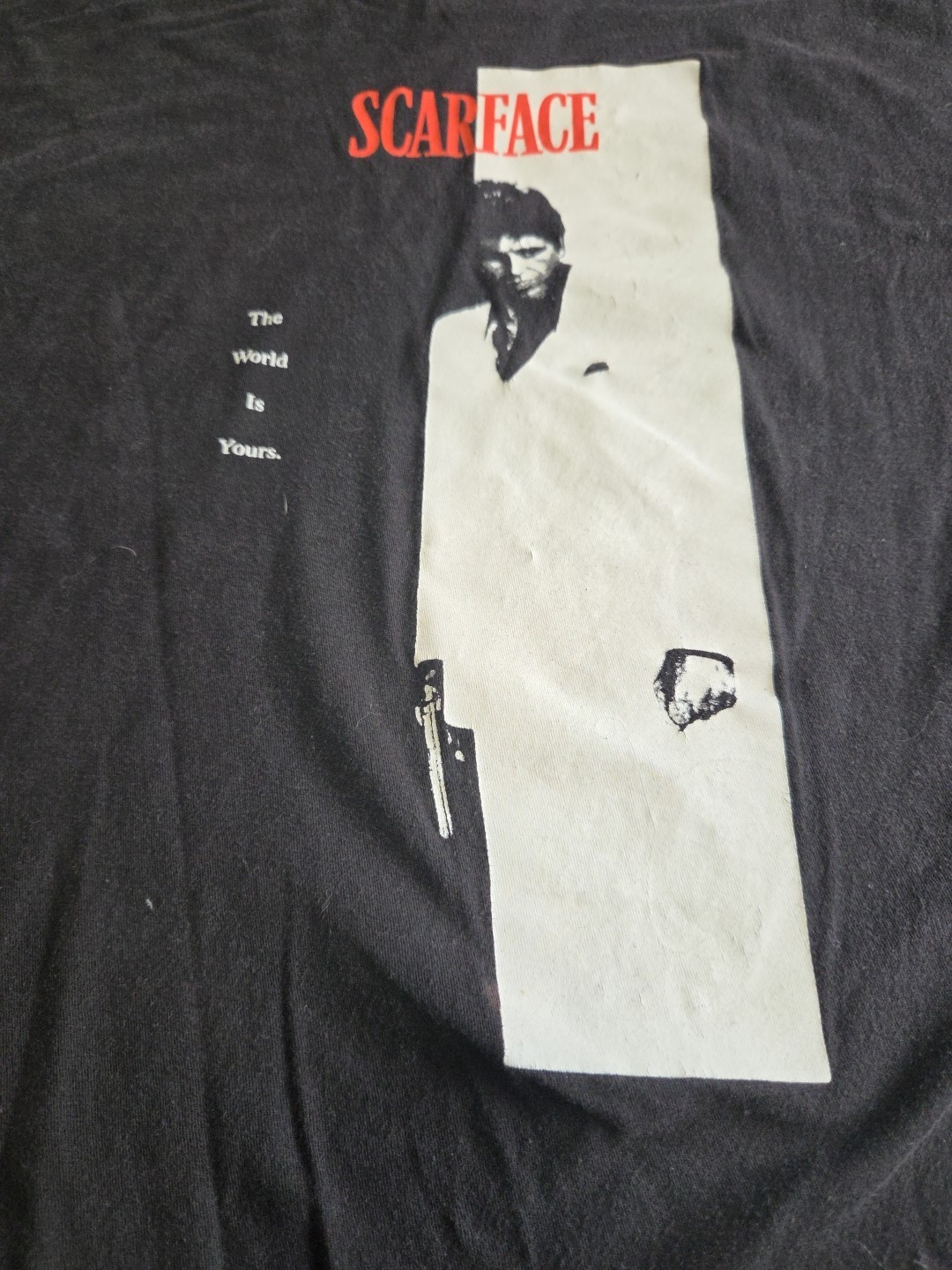 Scarface The World Is Yours Movie Graphic T-Shirt Black Mens XL Tony Montana image 2