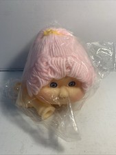 NOS Vintage Doll Head w/ Pink Yarn Hair Blue Eyes  Hands 4.25"  Hong Kong
