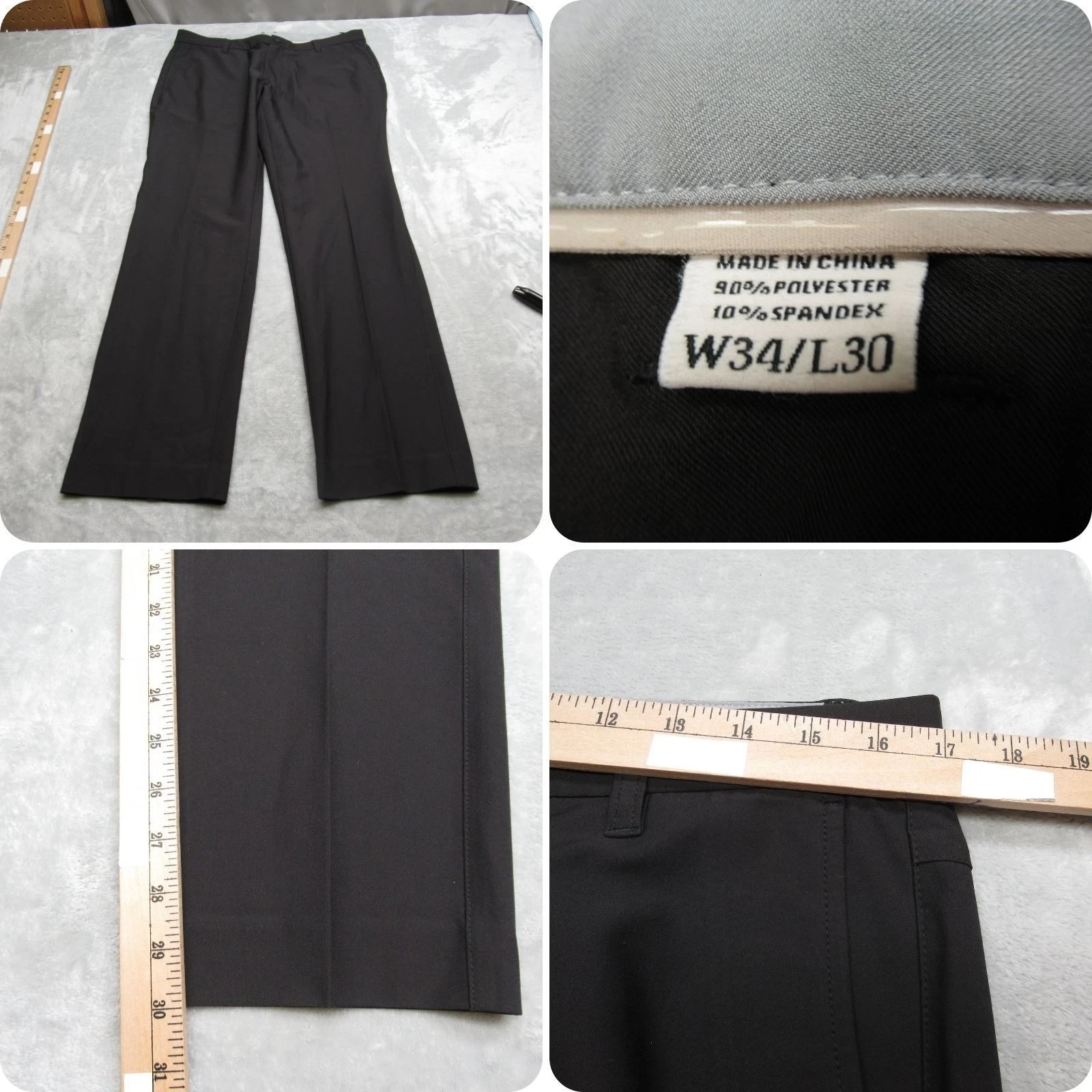 FootJoy Pants Mens 34X30 Black Zip Fly Straight Flex Golf Performance Trousers