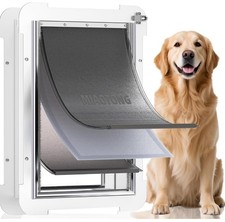 3-Flap Large Steel Dog Door Energy-Efficient Insulated Pet Door W/ Lock Panel