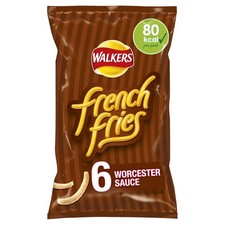 Walkers French Fries Worcester Sauce Multipack Snacks Crisps 6x18g