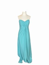 Bill Levkoff Size 8 Turquoise Chiffon Strapless Sweetheart Formal Dress Gown