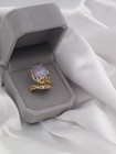 Vintage 14K YG Lavender Jade Huge Cabochon Artisan Branch Custom Ring Sz6.5 8.8g — photo 2