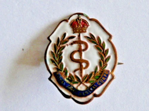 WW1 ENAMEL PIN BRITISH ROYAL ARMY MEDICAL CORPS SWEETHEART BROOCH