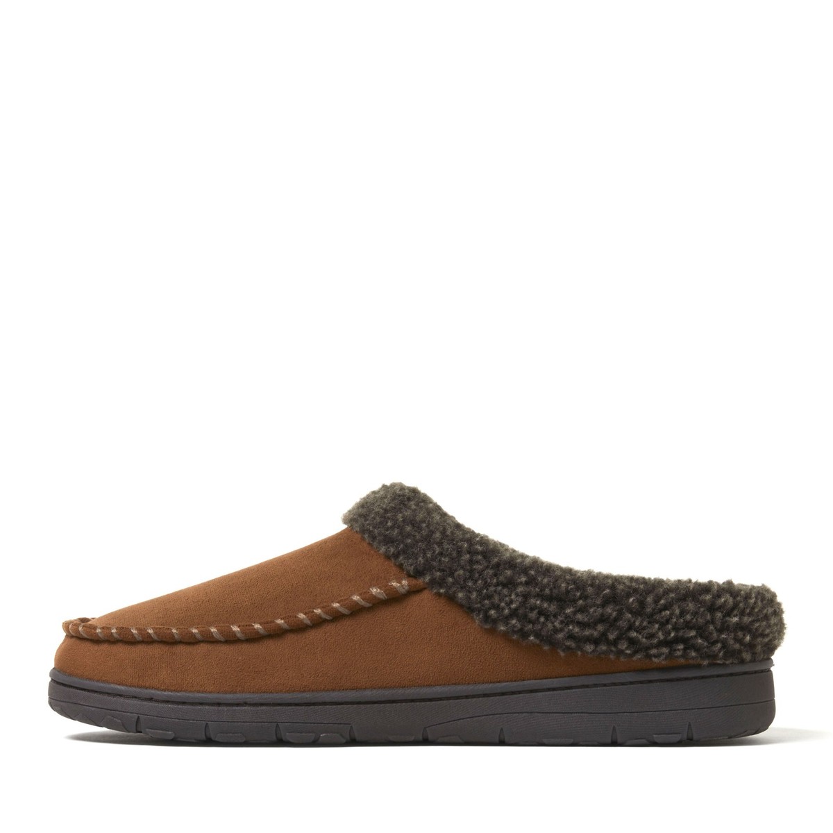 Dearfoams Brendan Microsuede Moccasin Toe Clog Slippers Men XL(13-14) Brown Gray Dearfoams Men main image 4