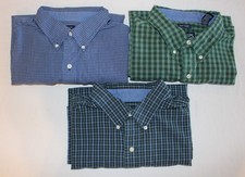 3 CHAPS EASYCARE LONG SLEEVE BUTTON DOWN CASUAL DRESS SHIRTS - GREEN AND BLUE