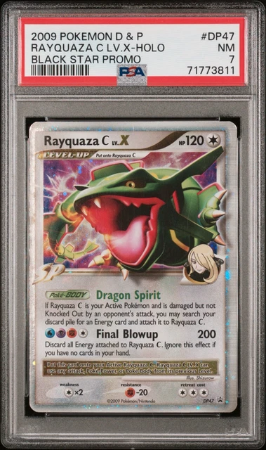 2009 POKEMON ENGLISH #DP47 RAYQUAZA C LV.X-HOLO BLACK STAR PROMO PSA7