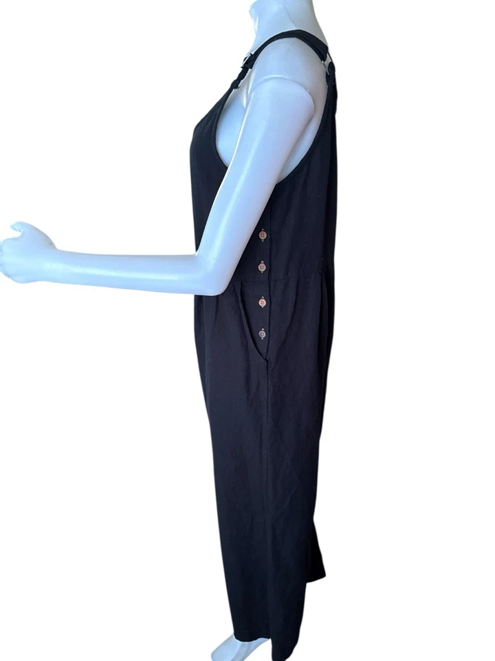 Gudrun Sjoden Harvest Dungaree Jumpsuit Overall Black Linen Cotton Size Medium - Image 3 of 4