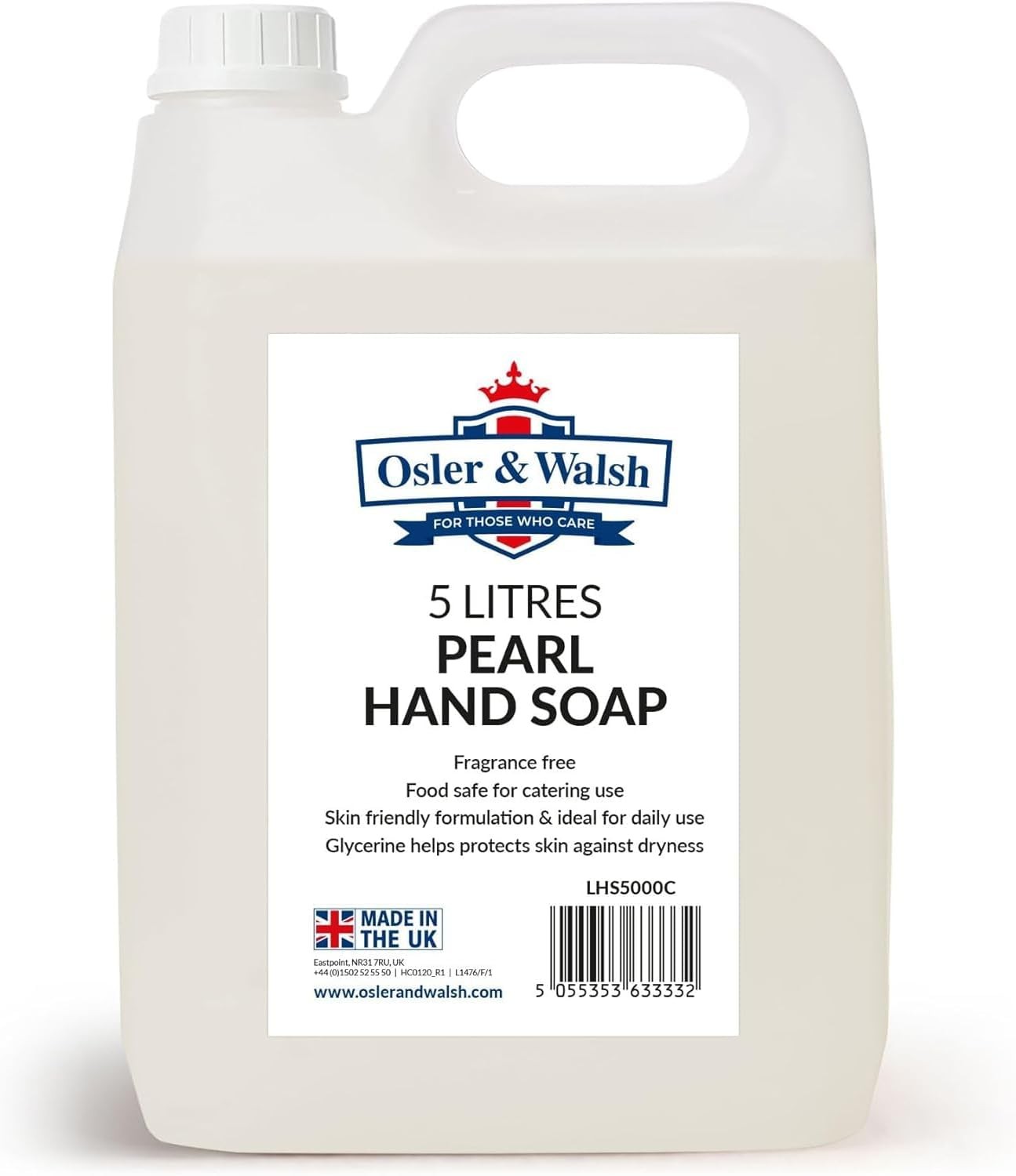 Osler & Walsh 5 Litre Pearl Hand Soap, Lightly Fragranced 5 l (Pack of 1)
