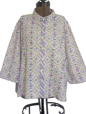 Marketplace Handwork of India Women Artsy Oversized Button Tunic Size 3W Cotton