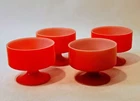 Vtg Set of 4 Federal Milk Glass Sherbet Cups Bowls Red MCM