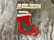 VTG Christmas Mini Stocking Money Holder NOS Bea West-Made In Japan-#530