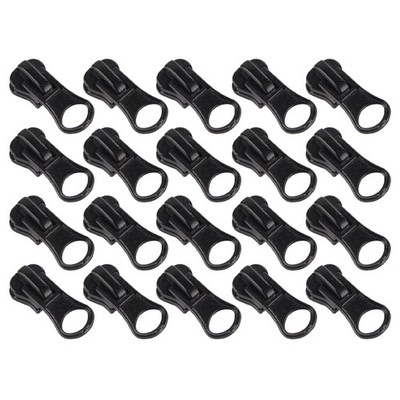 20pcs #5 Delrin Locking Zipper Pull Silders for Molded Plastic Teeth - Black