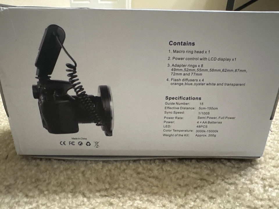 New Macro LED Ring Flash Light RF 550D For Nikon Canon Olympus Fuji DSLR Cameras - Image 2 of 2