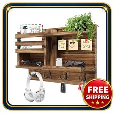 Wall Mount Key Holder Organizer with 8 Hooks and Top Shelf