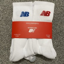 New Balance Mens Active Cushion socks Arch support SZ 8-12.5 6 Pack White