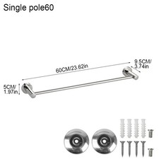 40cm-60cm Single Double Towel Rail Rack Wall Mounted Stainless Bathroom Kitchen