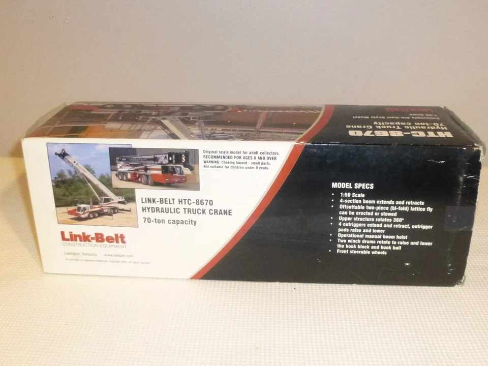 Grúa hidráulica diecast Link-Belt escala 1/50 HTC-8670 serie # 468 Alemania Foto 2 de 4