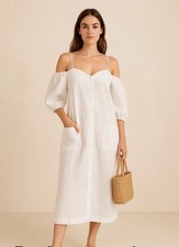 Reformation White Linen Dress Size Small