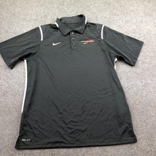 Nike Polo Shirt Mens XL Black Solid Dri-FIT Performance Short Sleeve Knit Logo
