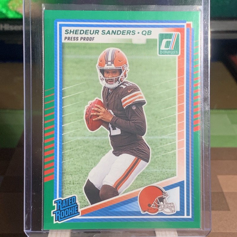 Shedeur Sanders Rated Rookie Green Press Proof 2025 Donruss Browns RC