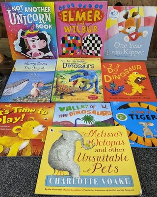 10 Children s Picture Book Bundle Elmer Kipper Dinosaur Tiger Unicorn Joblot