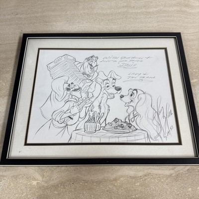 Autographed Disneys Lady And The Tramp Illustration By Disney Artist Harry Holt