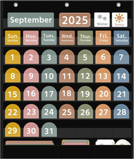 Large Boho Calendar Pocket Chart with 96 Cards for Classroom, Size:32.25 X 24.12