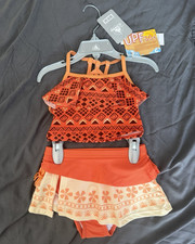 Disney Moana Girls 2-Piece Tank Swim Set Swim Skirt UPF 50 Size 3 Orange