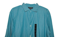 NWT New EXPRESS Men's Sz XL Button Up Shirt Teal Blue Stretch Tailored Slim Fit