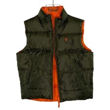 Polo Ralph Lauren Reversible Puffer Vest 3/3T Boys Green Orange Down Outdoor