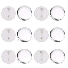 100 Sets Blank Button Making Supplies, Round Badge Button Parts Metal Button ...