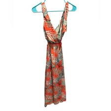 SHEIN sleeveless Leaf Print belted Maxi Dress women's medium