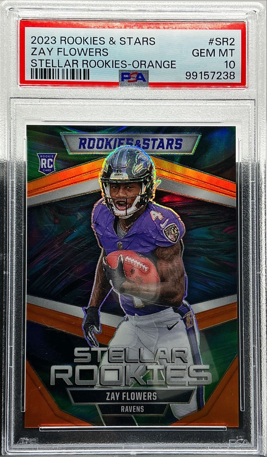 2023 Panini Rookies & Stars -Stellar Rookies Zay Flowers PSA 10 Orange Prizm /25