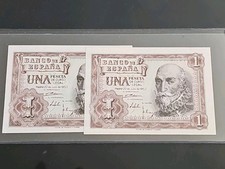 2 Note Lot -  Spain, 1 Peseta, 1953-07-22, KM:144a, UNC+