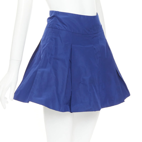 Miu Miu, MIU MIU Vintage 2006 blue nylon box pleat A-line high waisted mini skirt IT38 XS