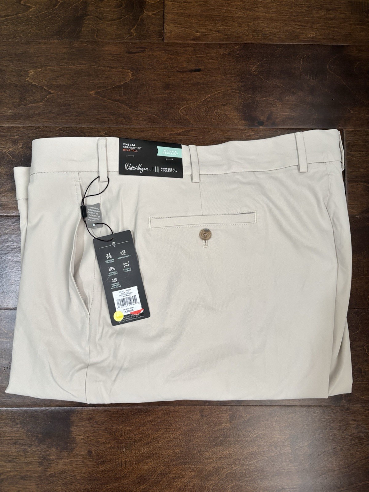 Walter Hagen Men’s Big & Tall 46x34 Light Khaki Pants, NWT